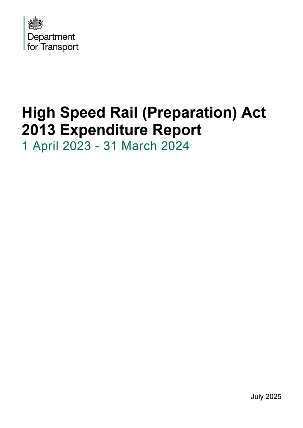 High Speed Rail (Preparation) Act 2013 Expenditure Report 1 April 2023 - 31 March 2024