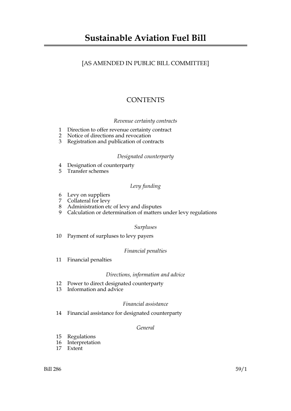Sustainable Aviation Fuel Bill [as amended in Public Bill Committee]