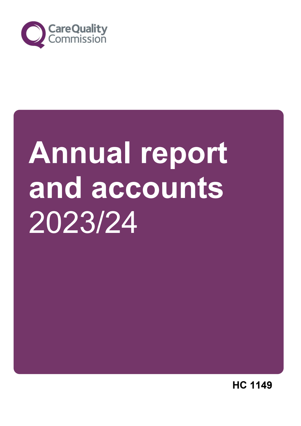 Care Quality Commission Annual report and accounts 2023/24