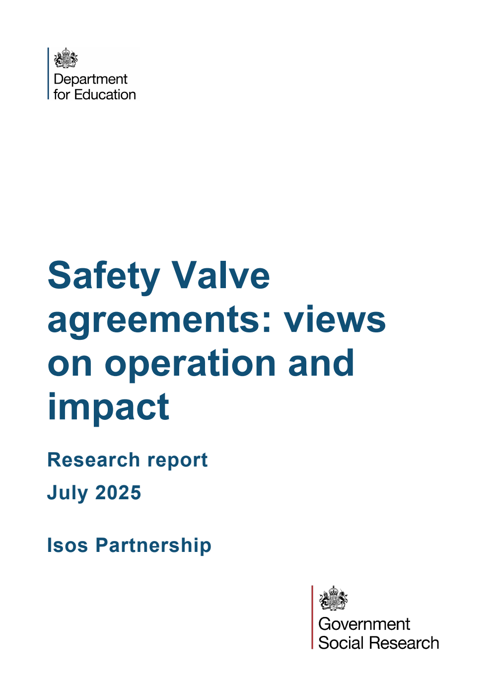 DFE-RR1537 Safety Valve agreements: views on operation and impact. Research report. July 2025