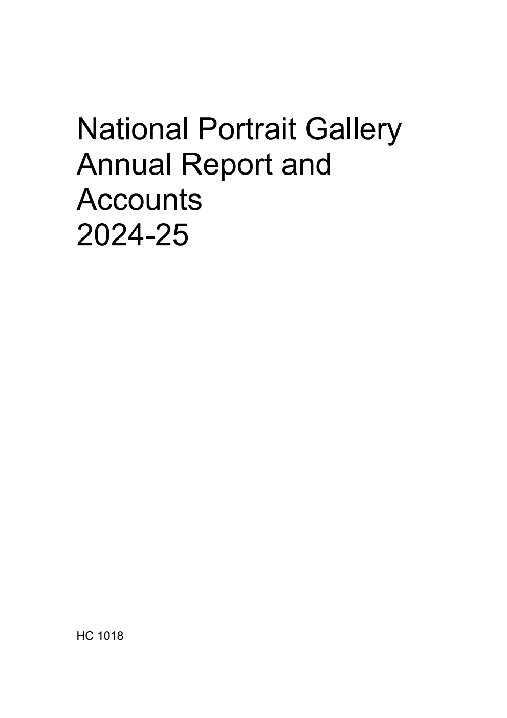 National Portrait Gallery Annual Report and Accounts 2024-25