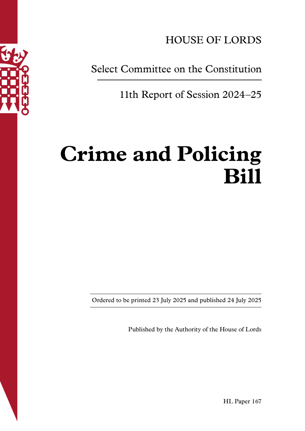 Constitution Committee 11th Report. Crime and Policing Bill