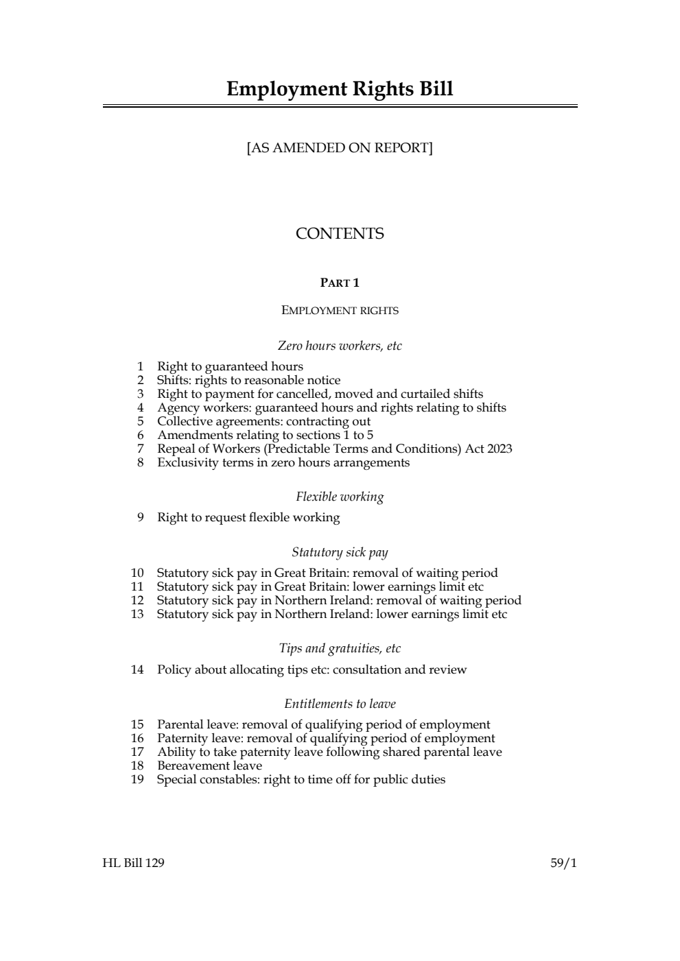 Employment Rights Bill [as amended on Report]