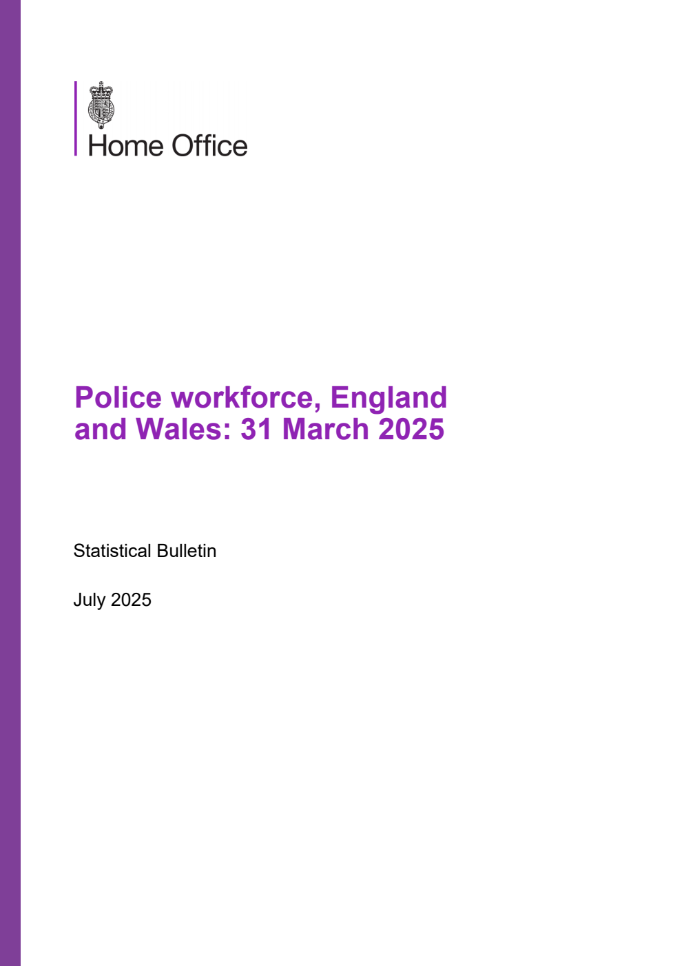 Home Office Statistical Bulletin Police workforce, England and Wales: 31 March 2025