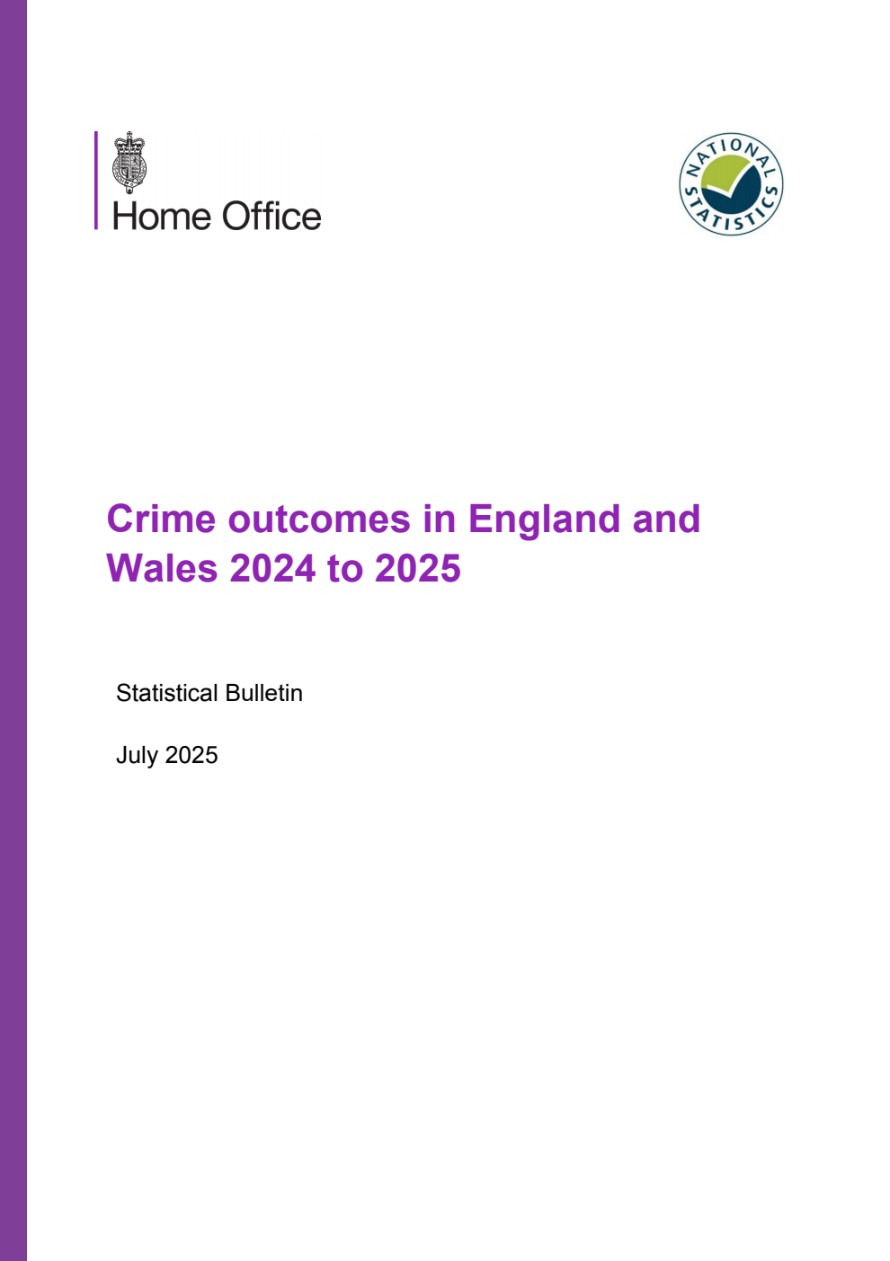 Home Office Statistical Bulletin Crime outcomes in England and Wales 2024 to 2025