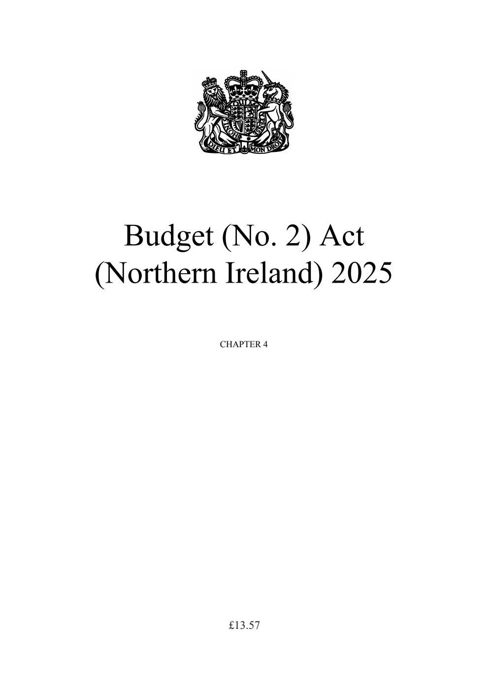Budget (No. 2) Act (Northern Ireland) 2025