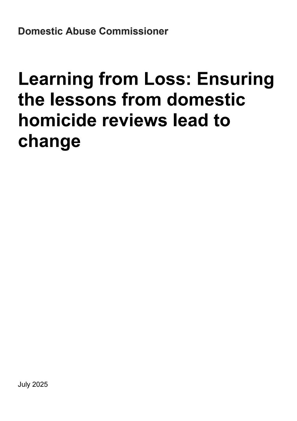 Learning from Loss: Ensuring the lessons from domestic homicide reviews lead to change