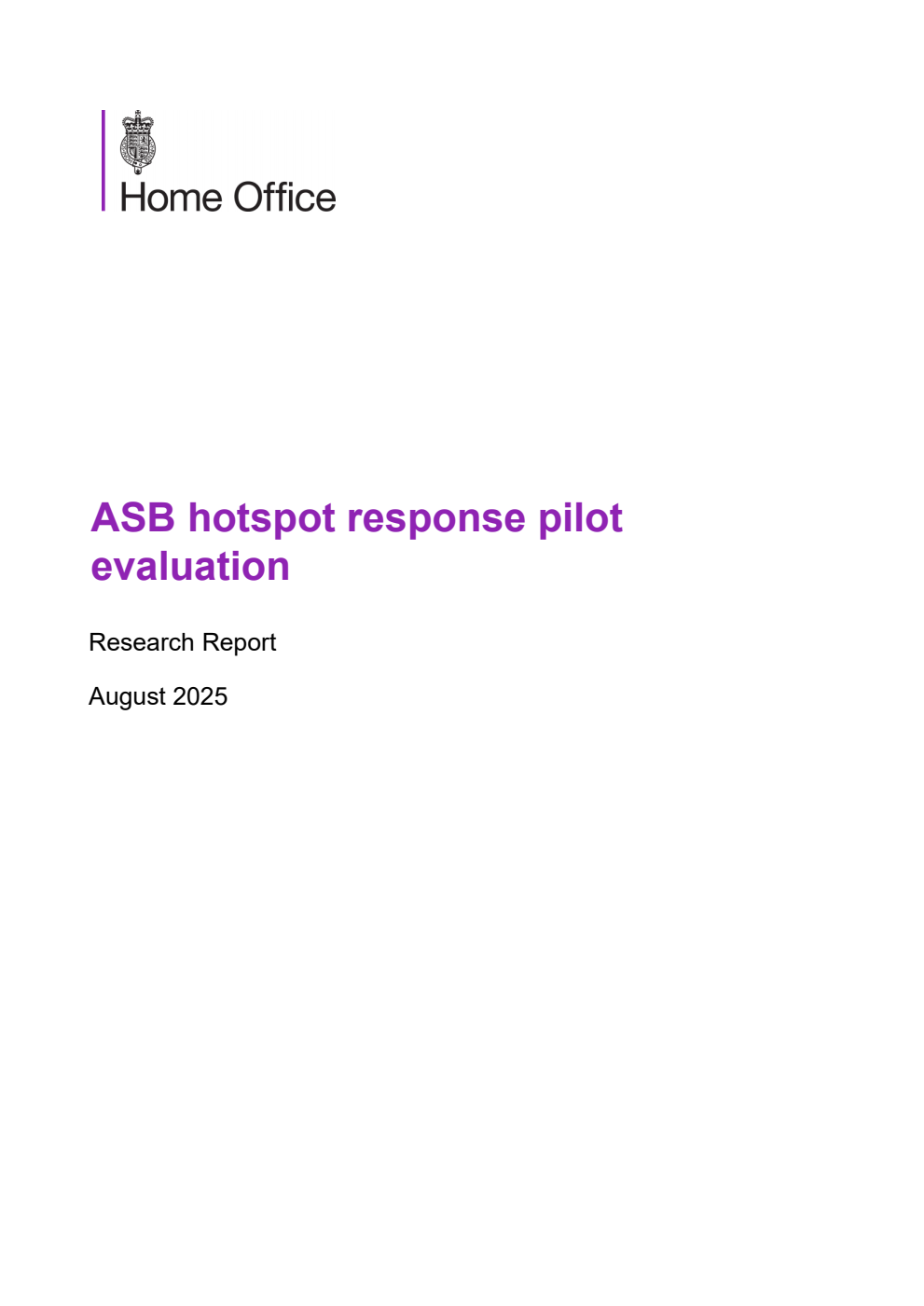 Home Office Research Report ASB hotspot response pilot evaluation