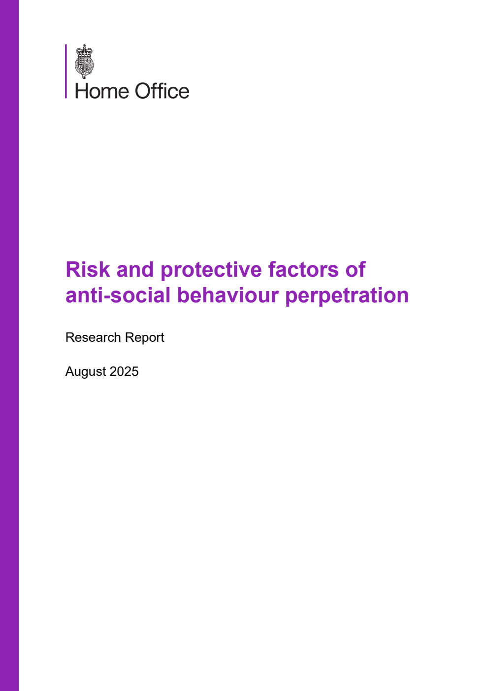 Home Office Research Report Risk and protective factors of anti-social behaviour perpetration