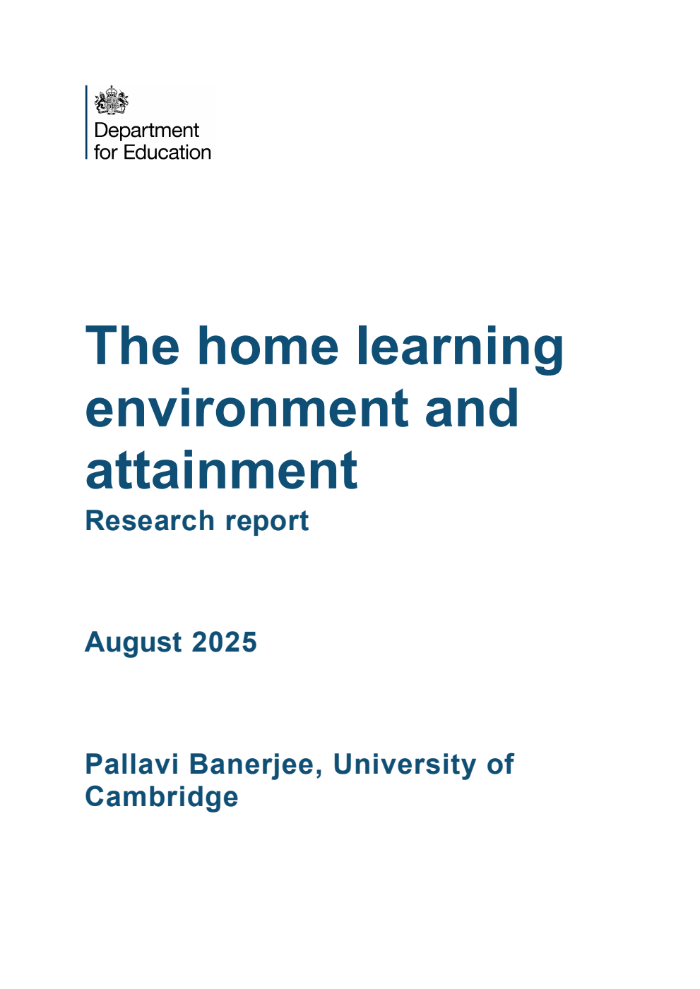 DFE-RR1502 The home learning environment and attainment. Research report. August 2025