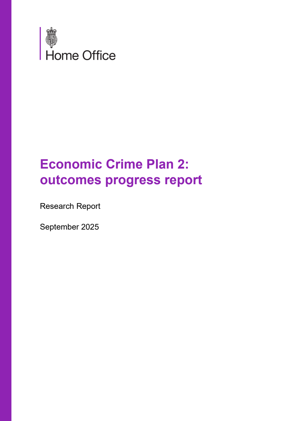 Home Office Research Report Economic Crime Plan 2: outcomes progress report