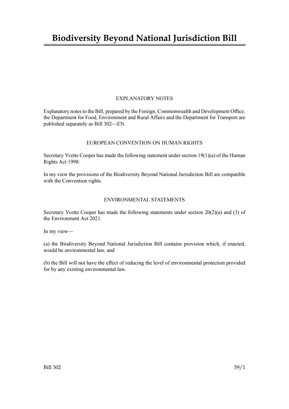 Biodiversity Beyond National Jurisdiction Bill