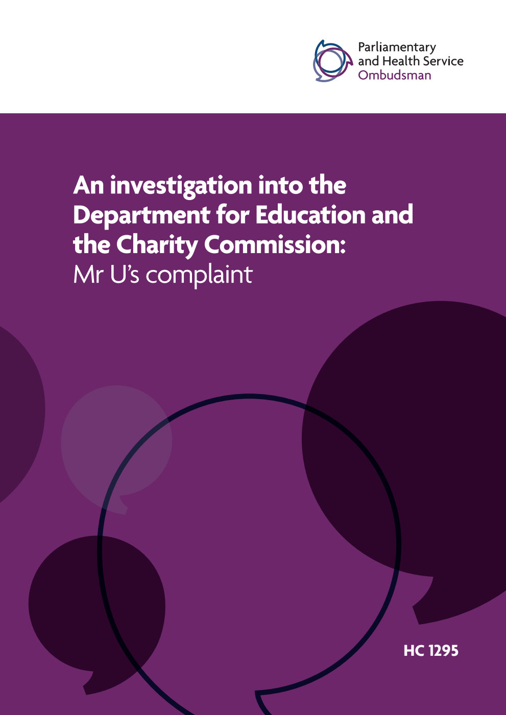 An investigation into the Department for Education and the Charity Commission: Mr U’s complaint