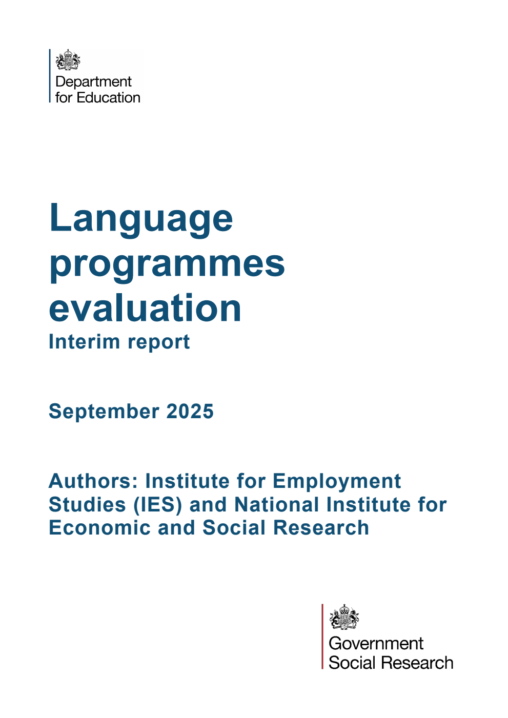DFE-RR1536 Language programmes evaluation - Interim report. September 2025