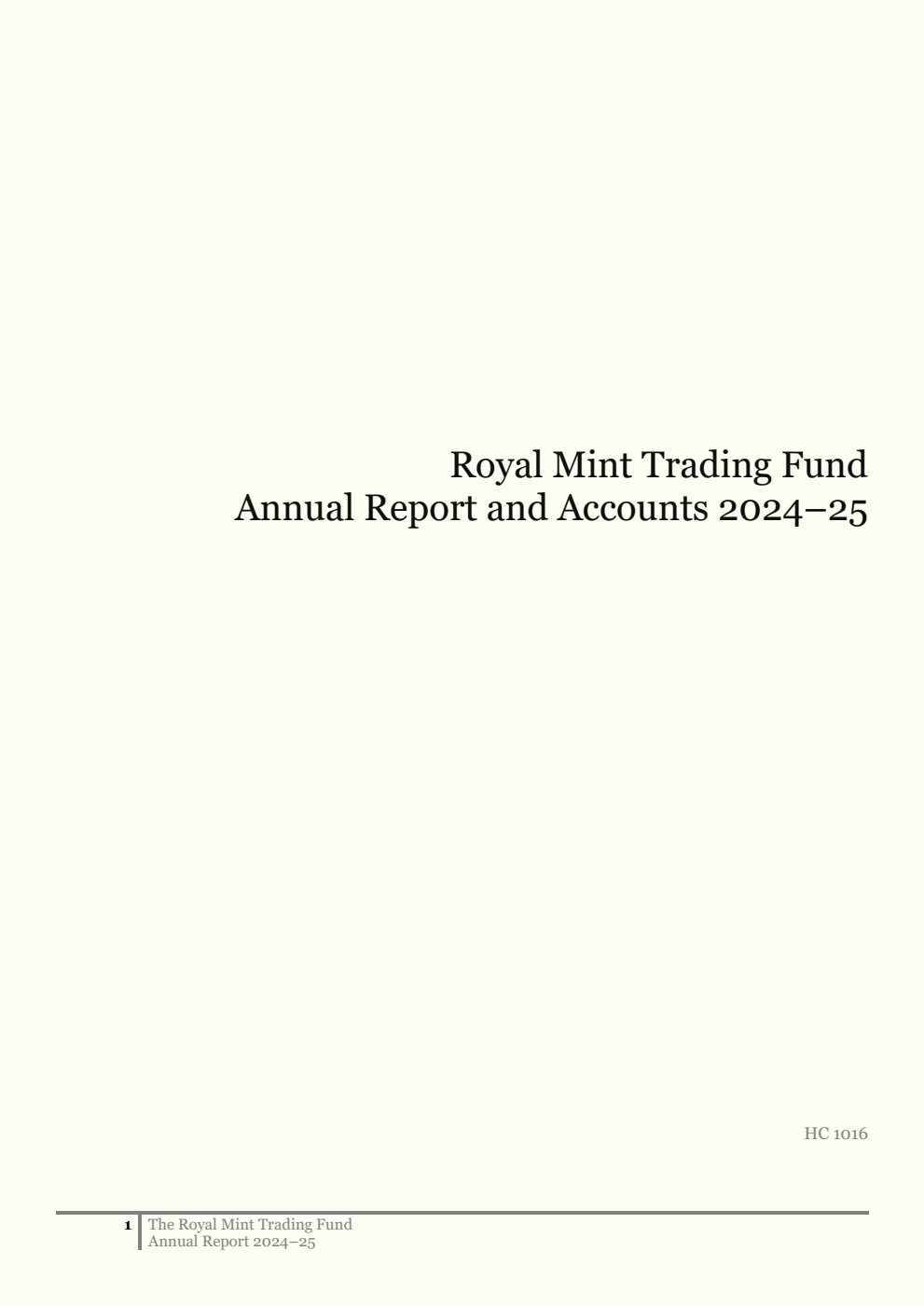 Royal Mint Trading Fund Annual Report and Accounts 2024-25