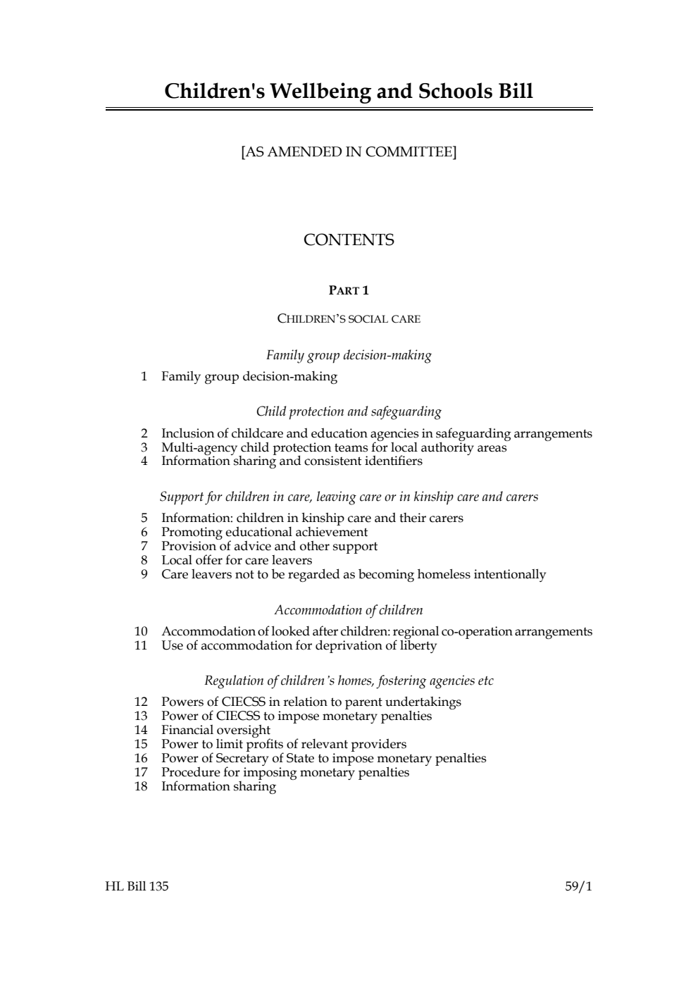 Children's Wellbeing and Schools Bill [as amended in Committee]