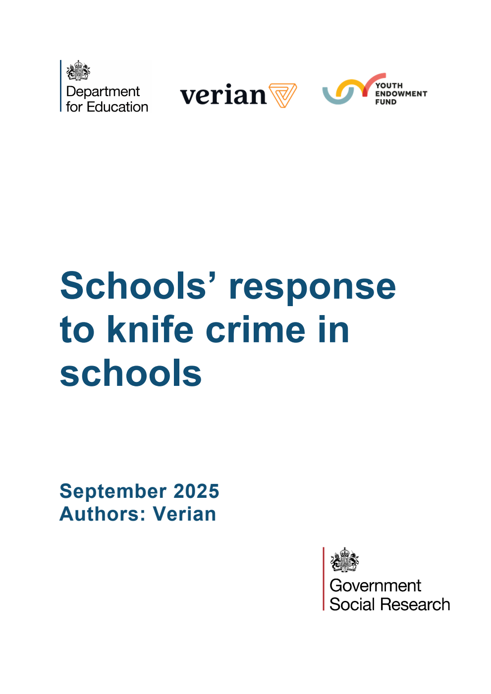 DFE-RR1557 Schools’ response to knife crime in schools. September 2025