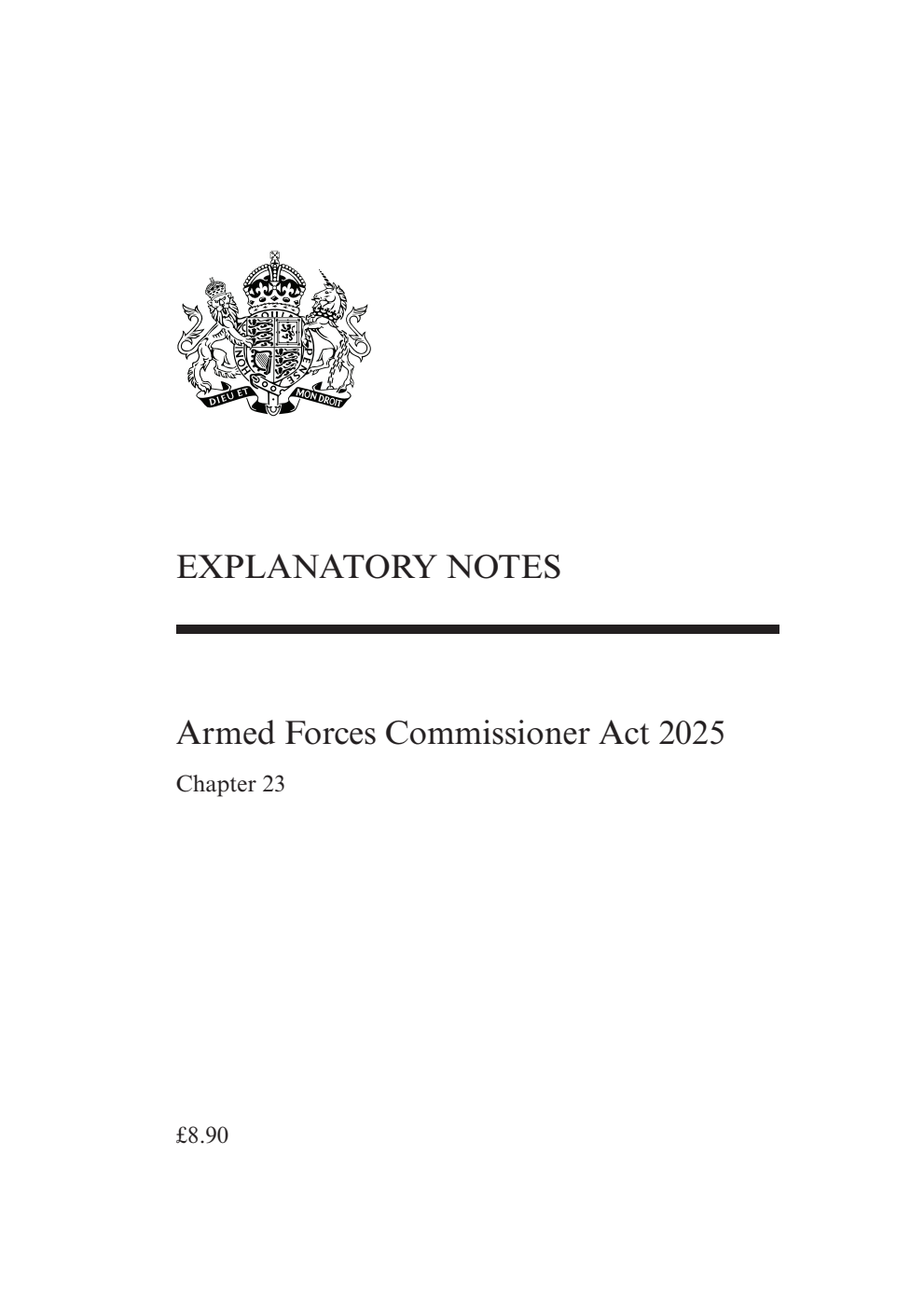 Armed Forces Commissioner Act 2025: Chapter 23 Explanatory Notes