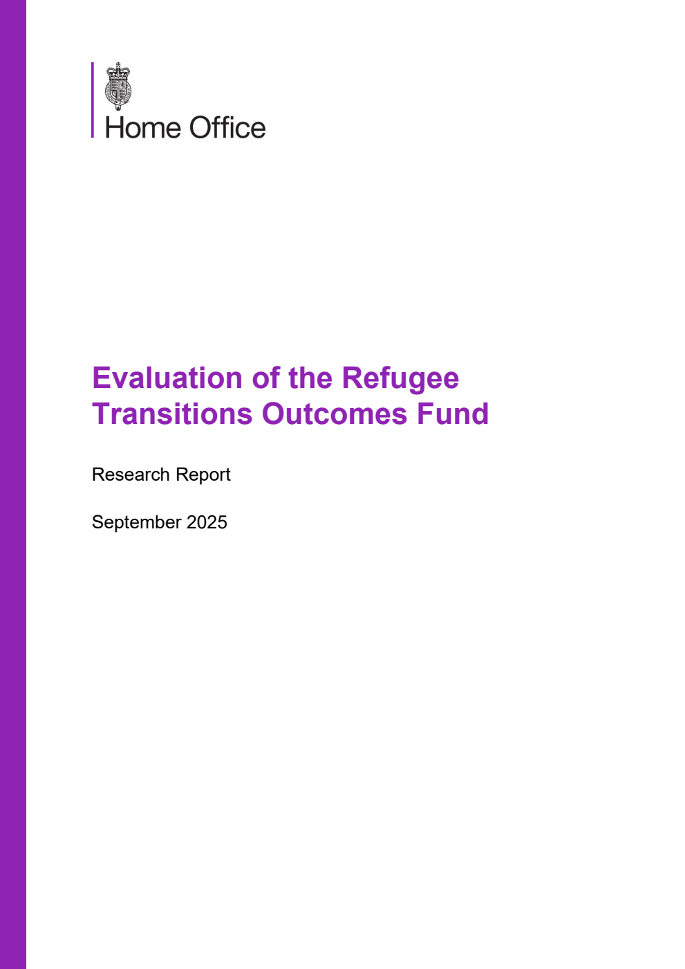 Home Office Research Report Evaluation of the Refugee Transitions Outcomes Fund