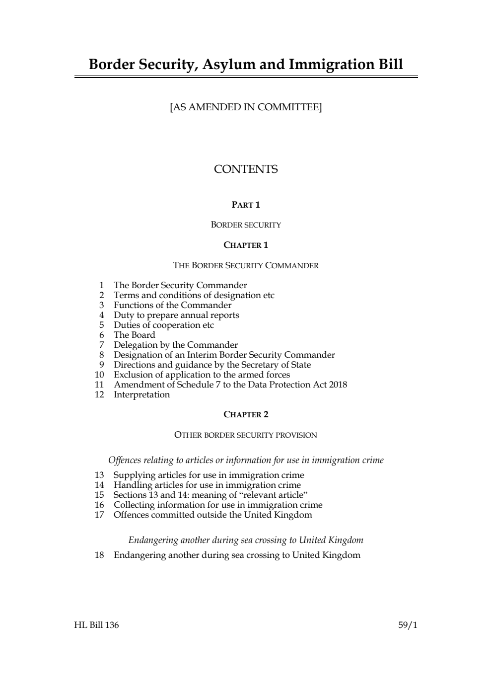 Border Security, Asylum and Immigration Bill [as amended in Committee]