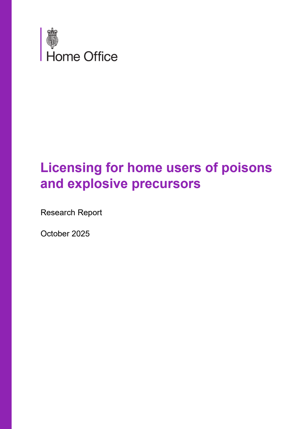 Home Office Research Report Licensing for home users of poisons and explosive precursors