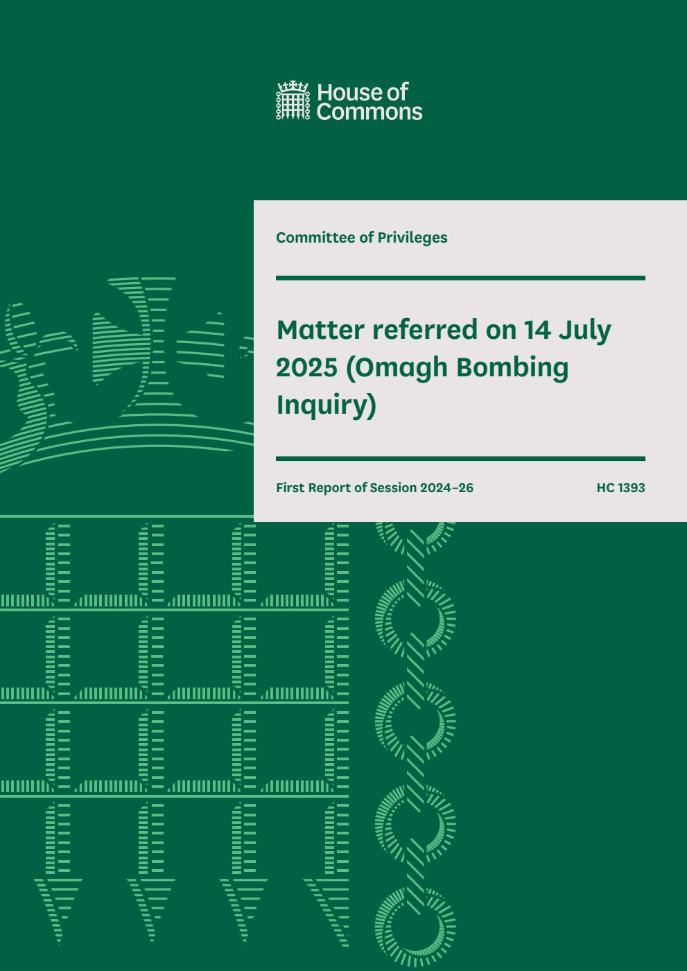 Privileges Committee 1st Report. Matter referred on 14 July 2025 (Omagh Bombing Inquiry)