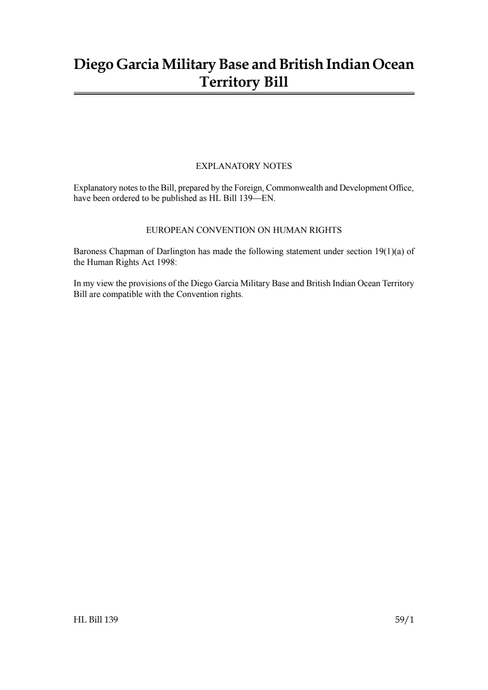 Diego Garcia Military Base and British Indian Ocean Territory Bill [as brought from the Commons]