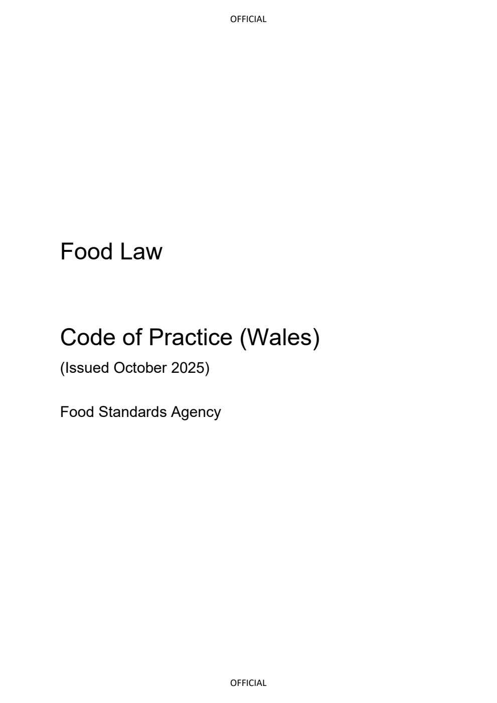 Food Law Code of Practice (Wales) October 2025