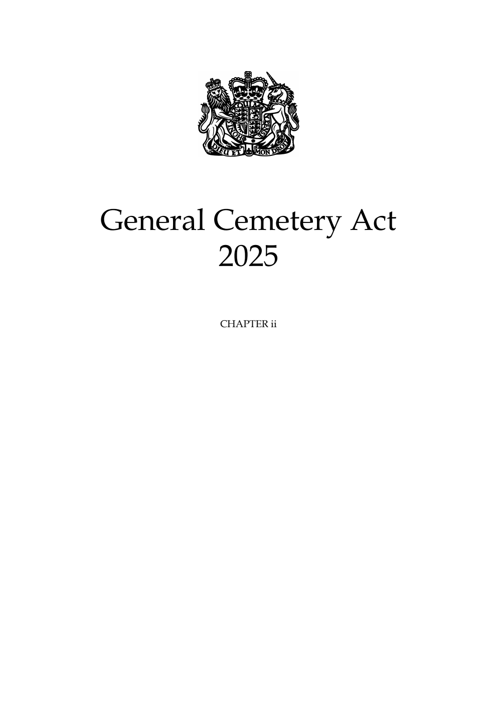 General Cemetery Act 2025 Chapter ii
