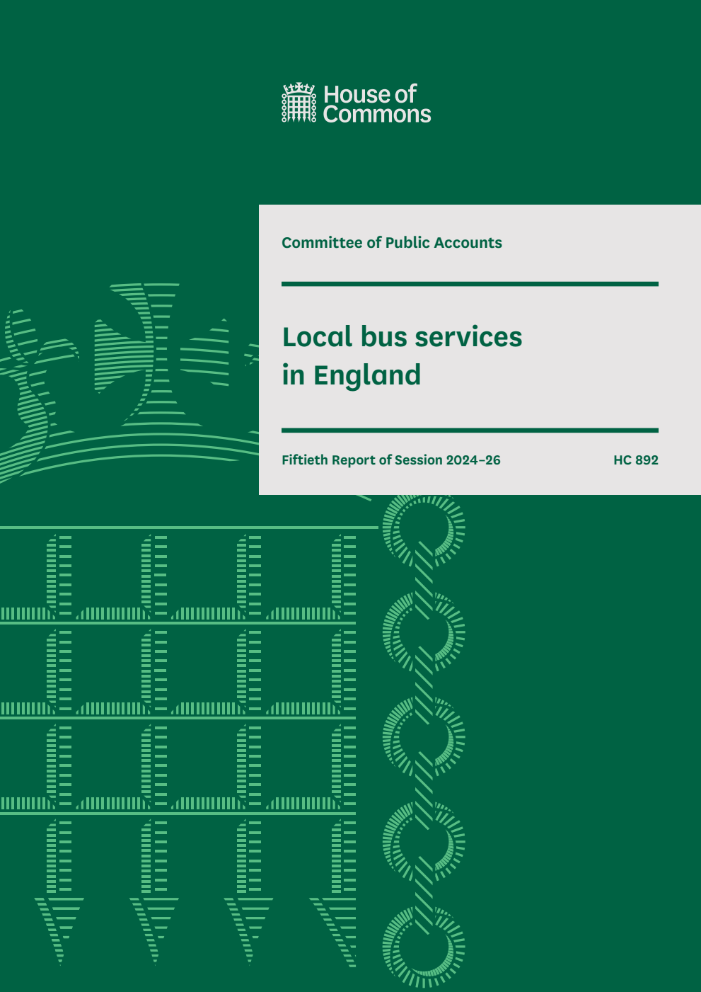 Public Accounts Committee 50th Report.  Local bus services in England Volume 1. Report