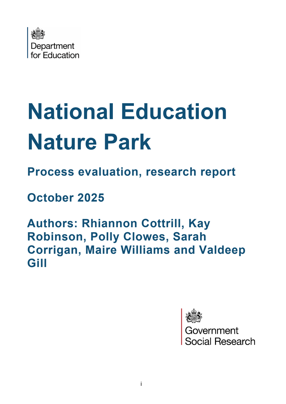 DFE-RR 1576 National Education Nature Park Process evaluation, research report October 2025