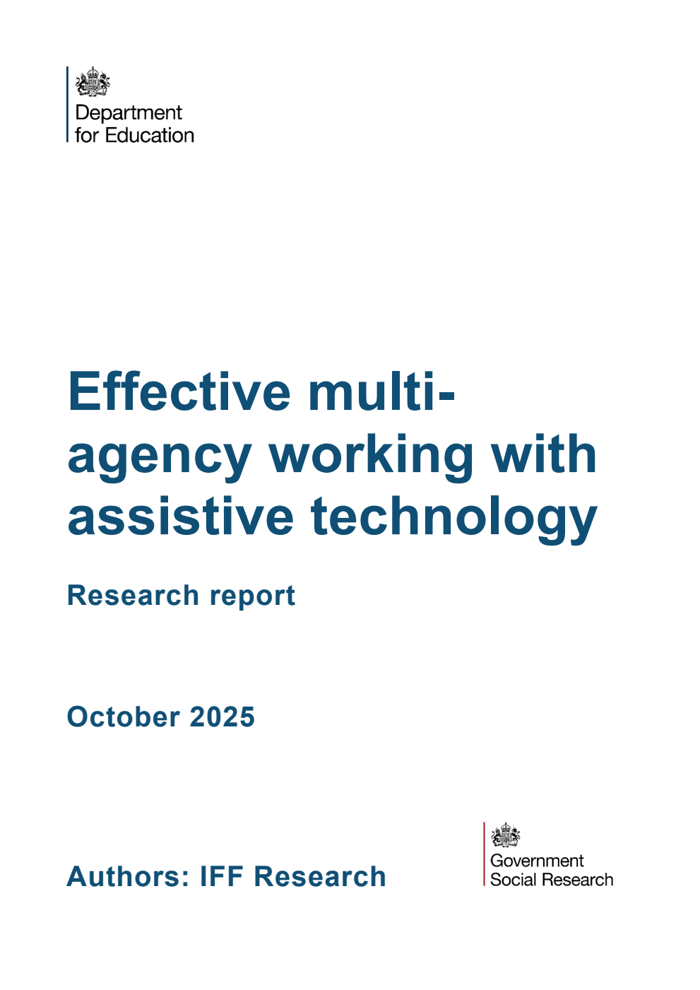 DFE-RR 1571 Effective multi-agency working with assistive technology