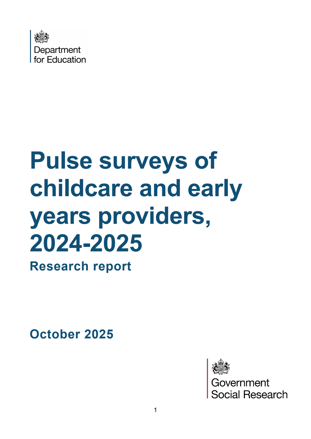 DFE-RR 1568 Pulse surveys of childcare and early years providers, 2024 to 2025