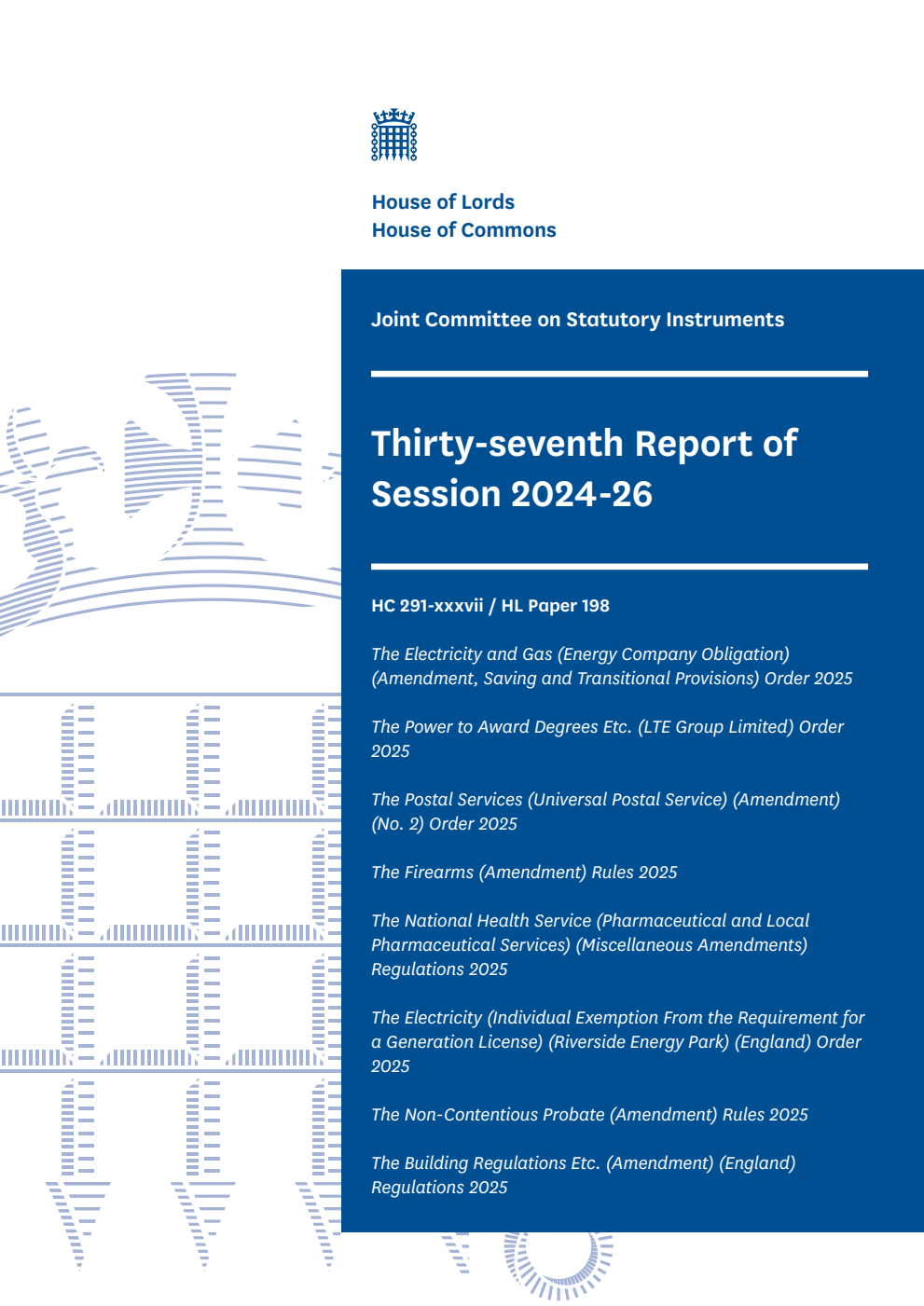 Joint Committee on Statutory Instruments 37th Report of Session 2024-26