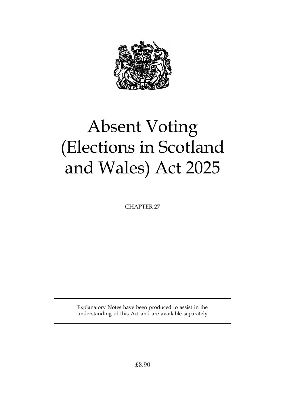 Absent Voting (Elections in Scotland and Wales) Act 2025: Chapter 27