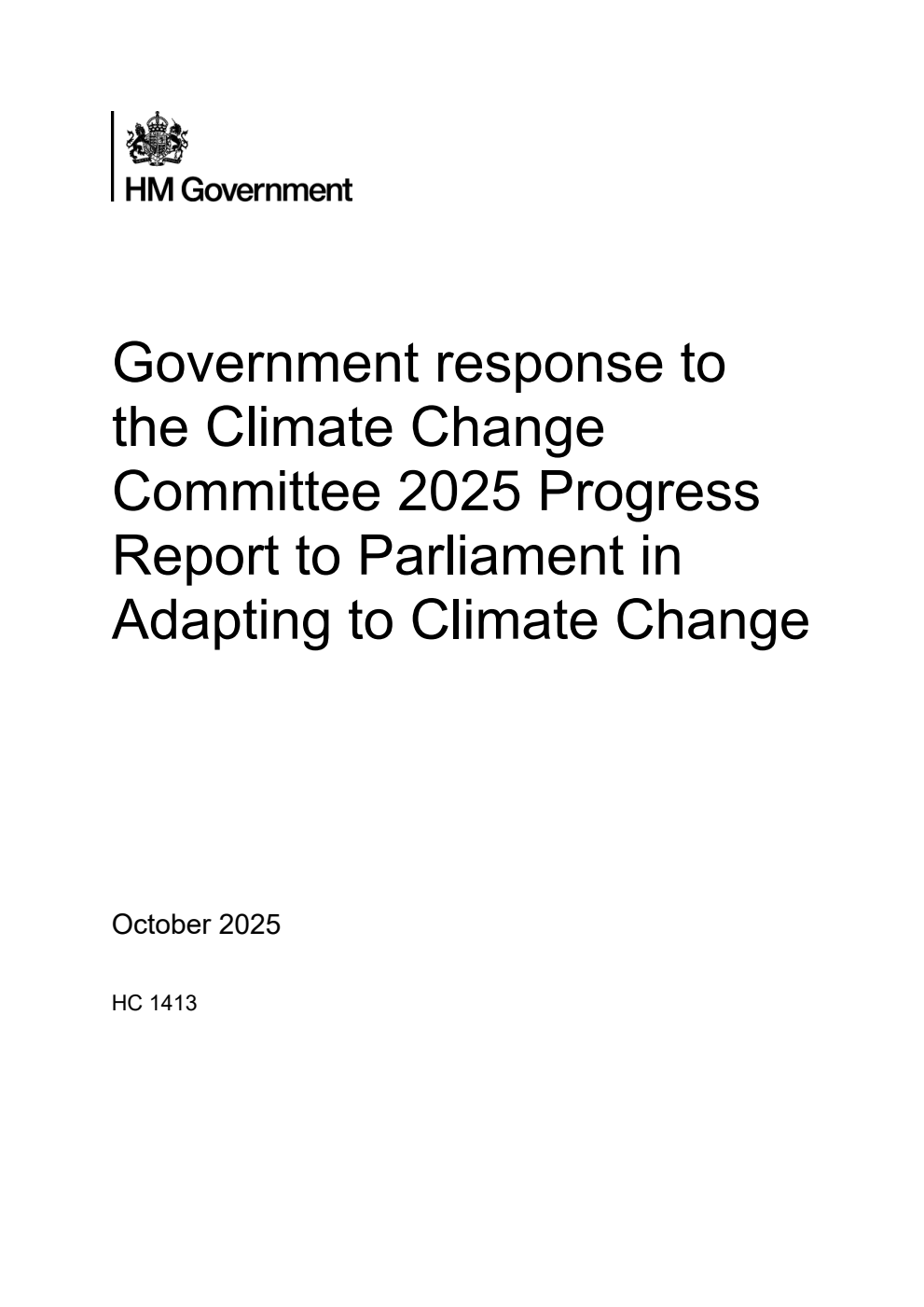 Government response to the Climate Change Committee 2025 Progress Report to Parliament in Adapting to Climate Change