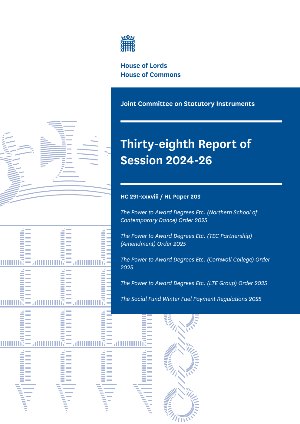 Joint Committee on Statutory Instruments 38th Report of Session 2024-26
