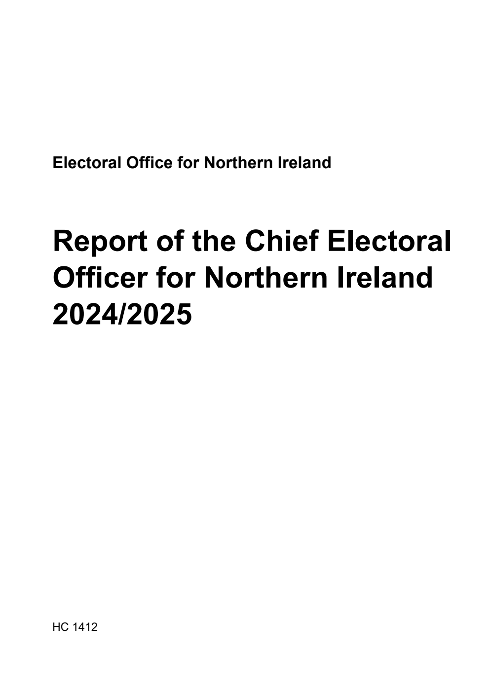 Report of the Chief Electoral Officer for Northern Ireland 2024/2025