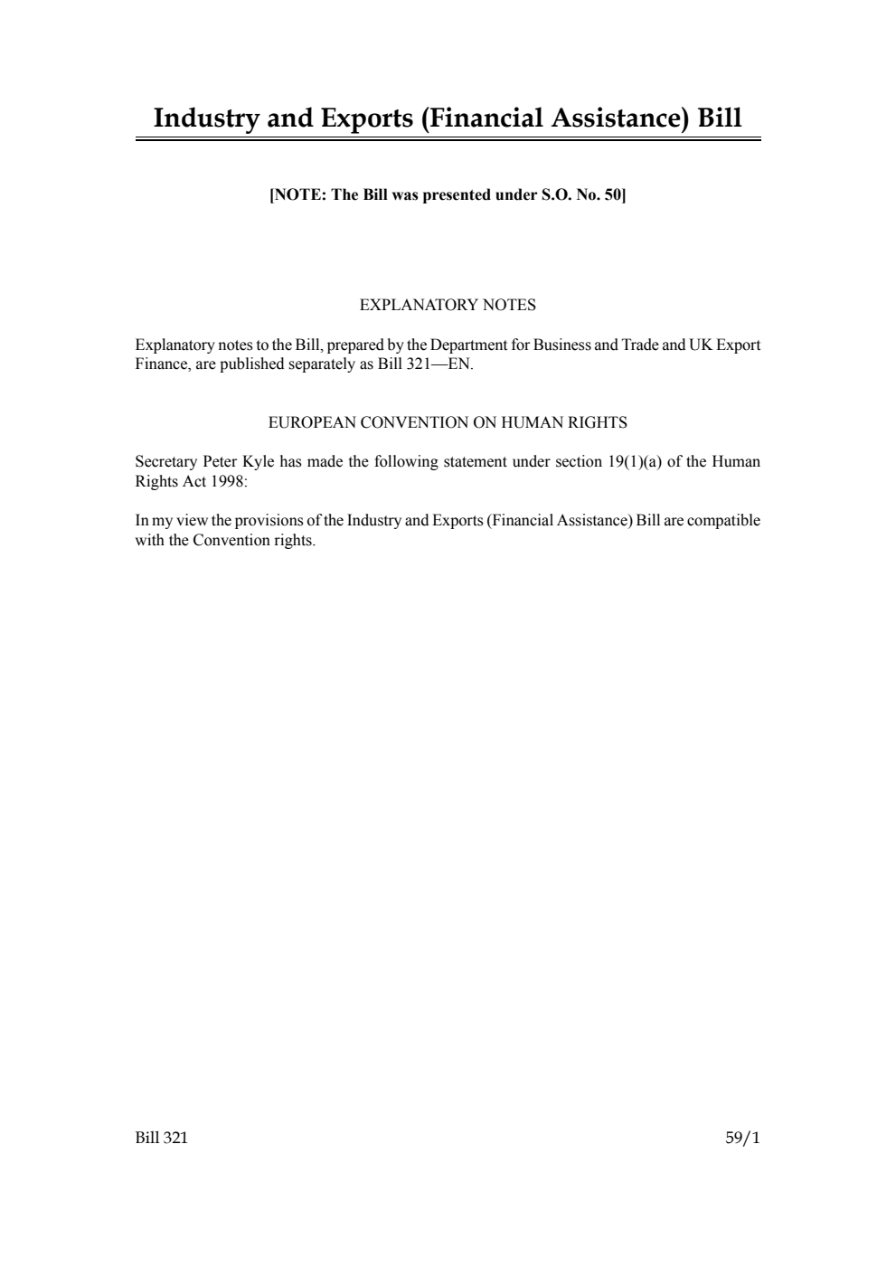 Industry and Exports (Financial Assistance) Bill