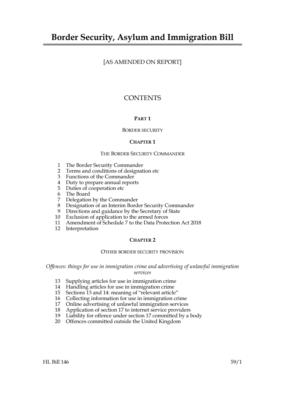 Border Security, Asylum and Immigration Bill [as amended on Report]