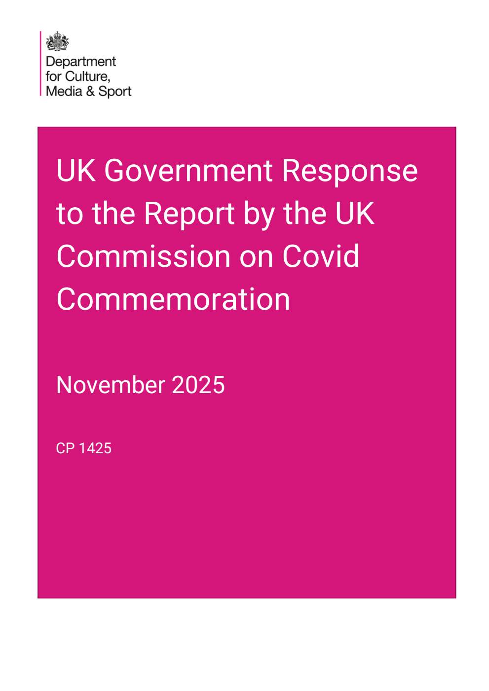 UK Government Response to the Report by the UK Commission on Covid Commemoration