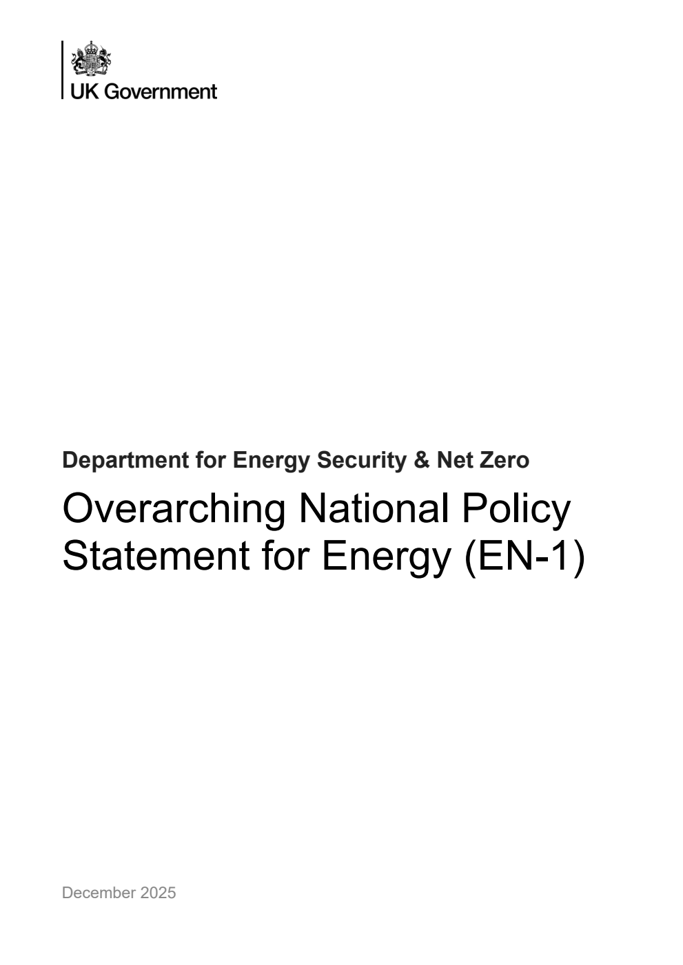 Overarching National Policy Statement for Energy (EN-1) December 2025