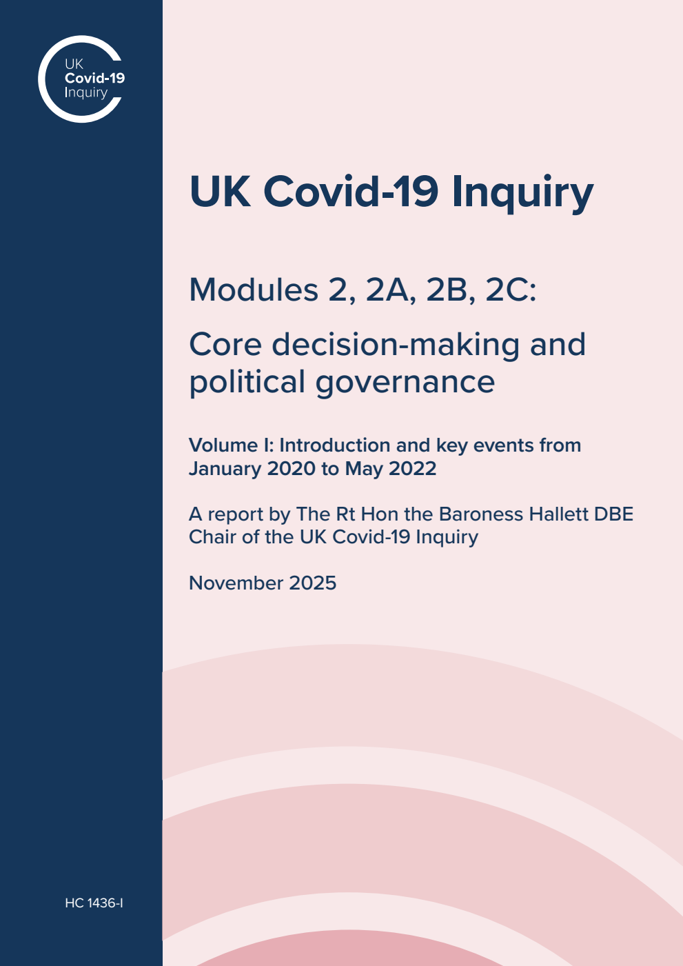 UK Covid-19 Inquiry. Modules 2, 2A, 2B, 2C: Core decision-making and political governance. Volume I: Introduction and key events from January 2020 to May 2022. A report by The Rt Hon the Baroness Hallett DBE Chair of the UK Covid-19 Inquiry