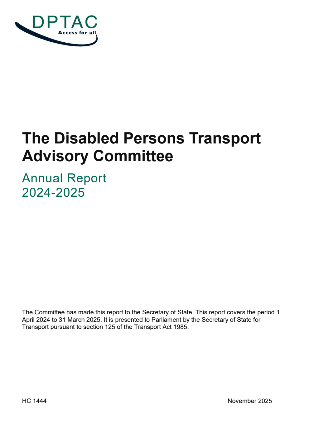 The Disabled Persons Transport Advisory Committee Annual Report 2024-2025