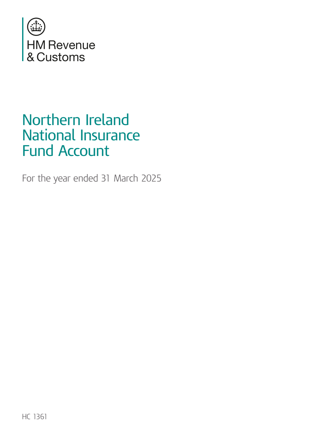 Northern Ireland National Insurance Fund Account for the year ended 31 March 2025
