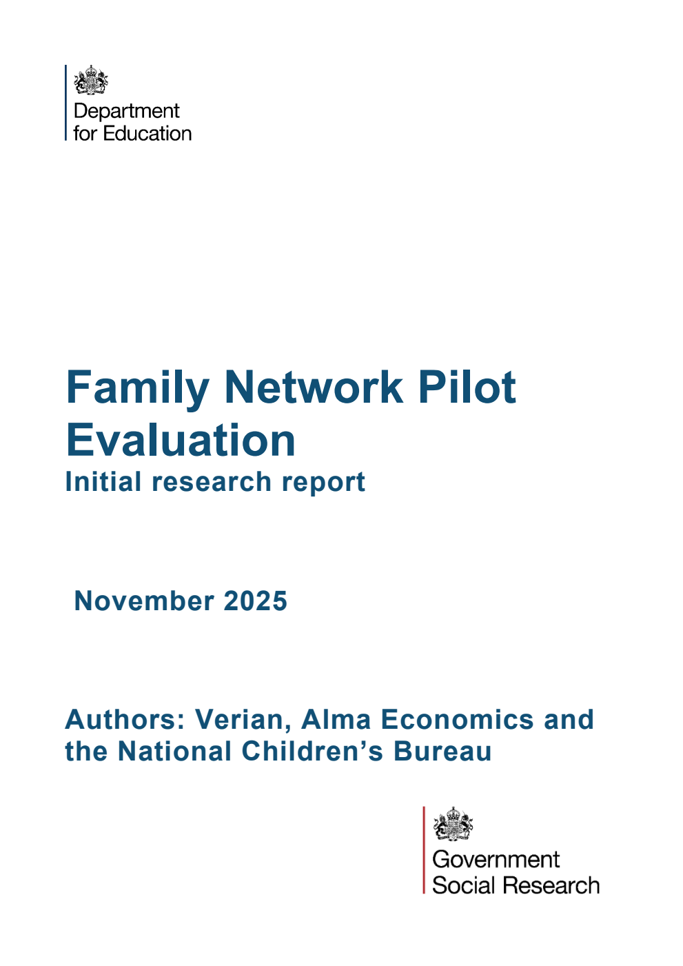 DFE-RR 1580 Family Network Pilot Evaluation. Initial research report. November 2025