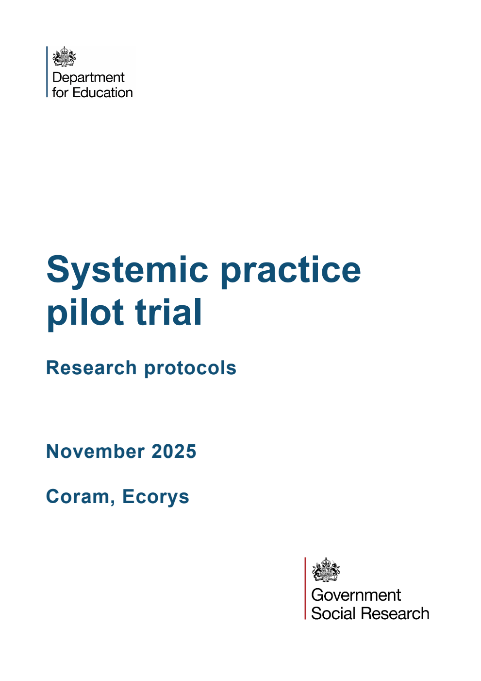 DFE-RR 1577 Systemic practice pilot trial. Research protocols. November 2025
