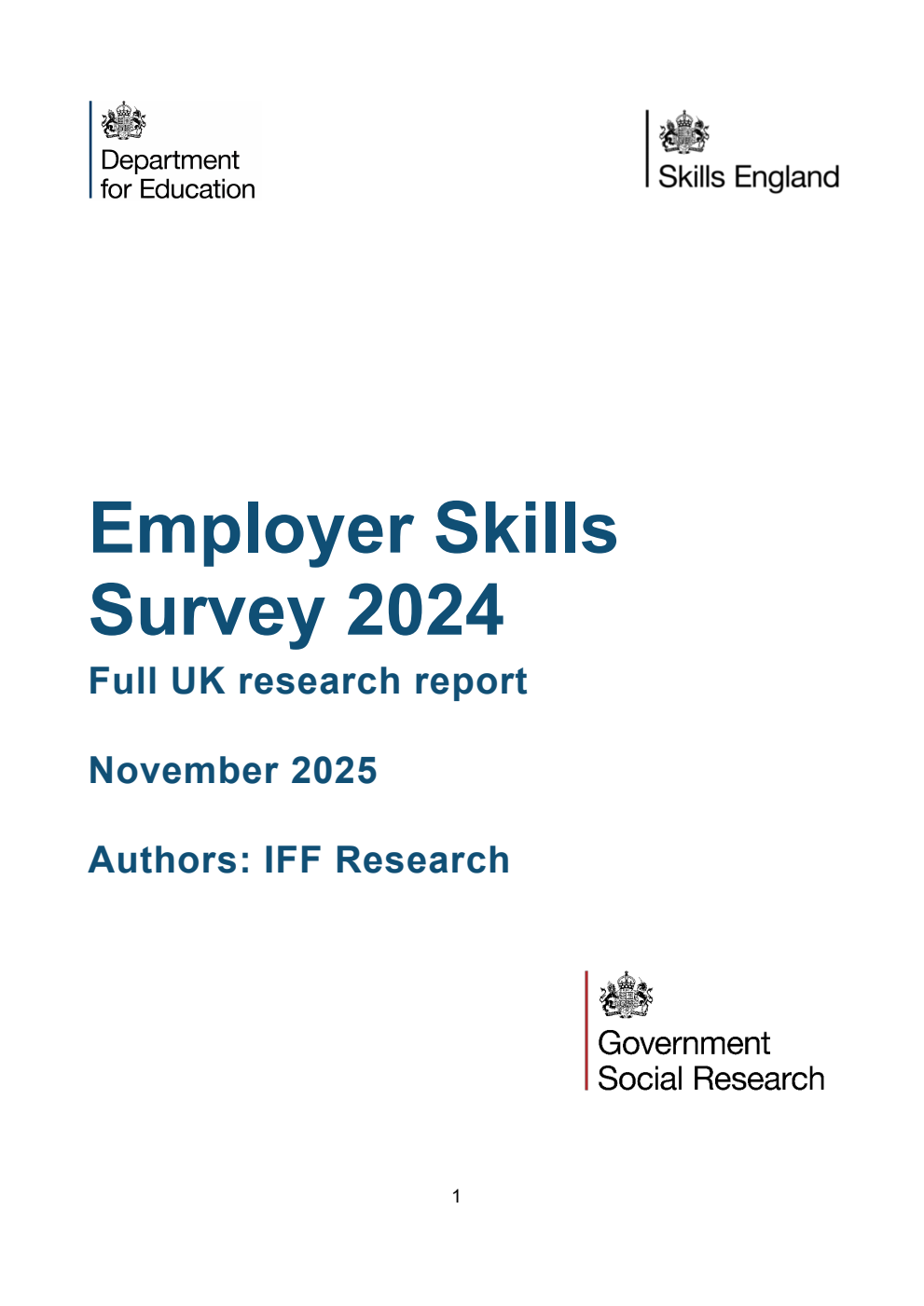 DFE-RR 1590 Employer Skills Survey 2024. Full UK research report. November 2025