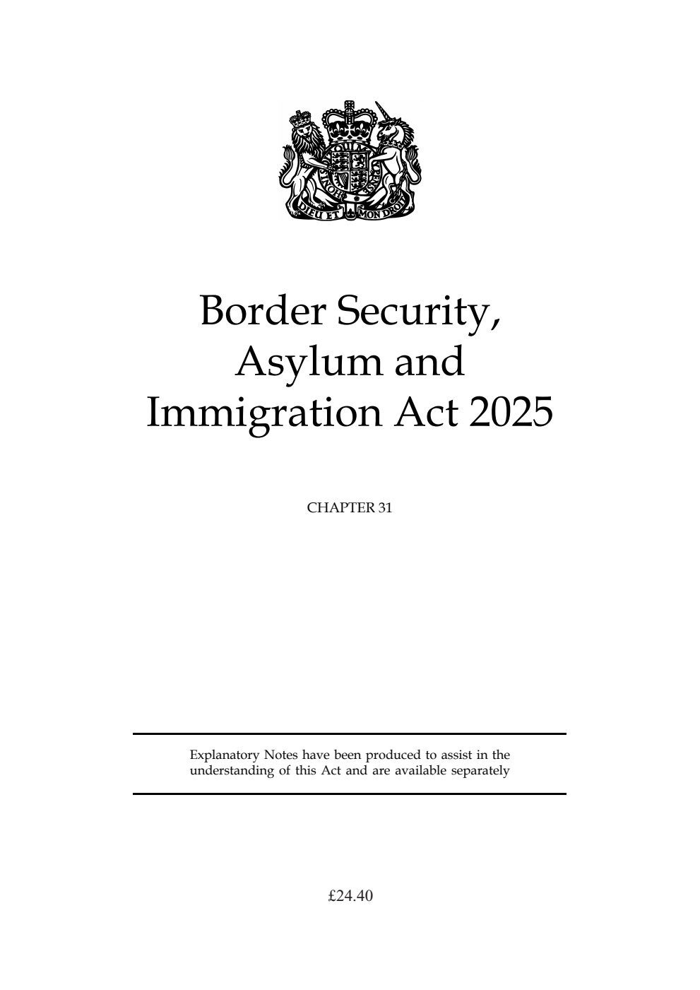 Border Security, Asylum and Immigration Act 2025: Chapter 31