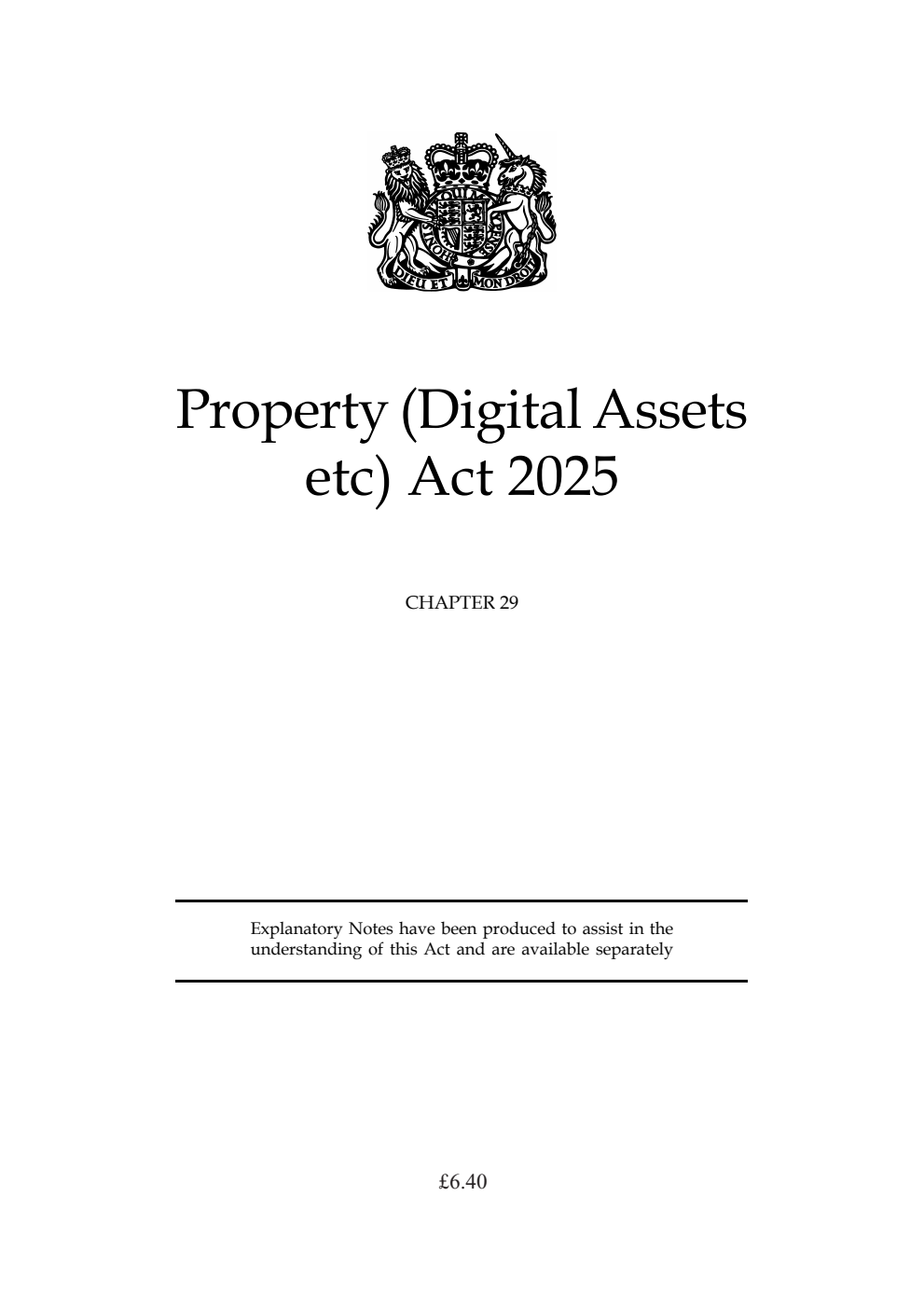 Property (Digital Assets etc) Act 2025: Chapter 29